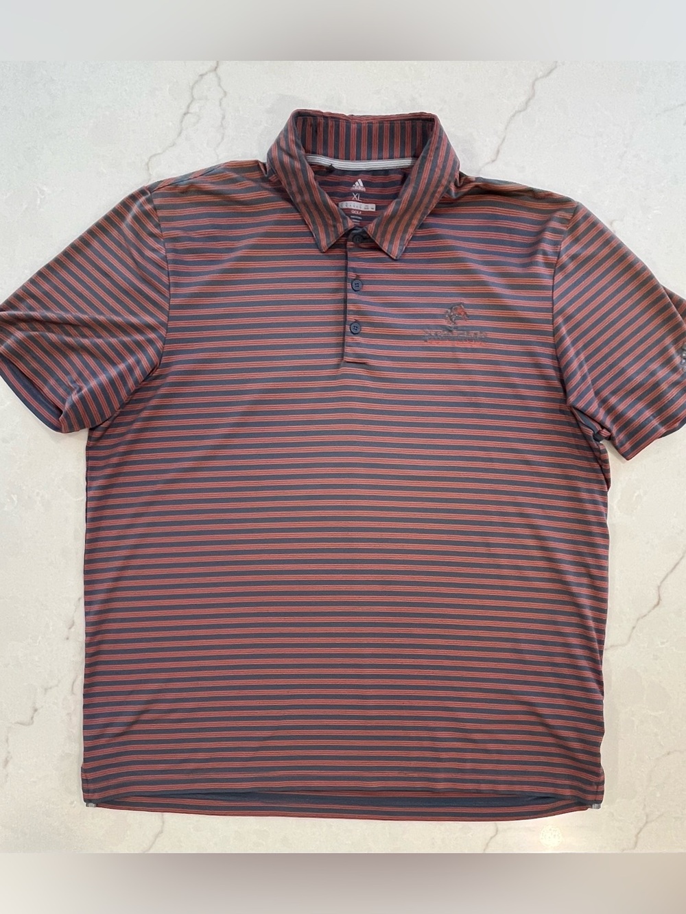 Adidas Golf Nags Head Golf Links Outer Banks Striped Polo Shirt XL Gray Orange